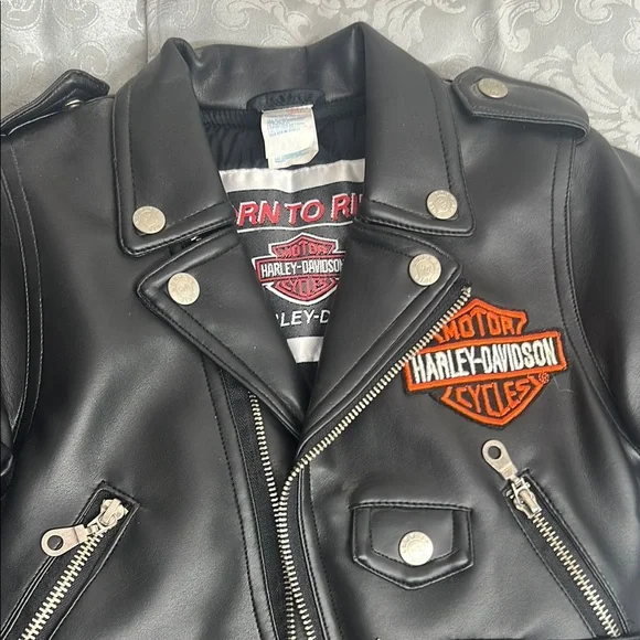 Harley-Davidson Black Leather Motorcycle Jacket Asymmetrical Design - Picture 4 of 6